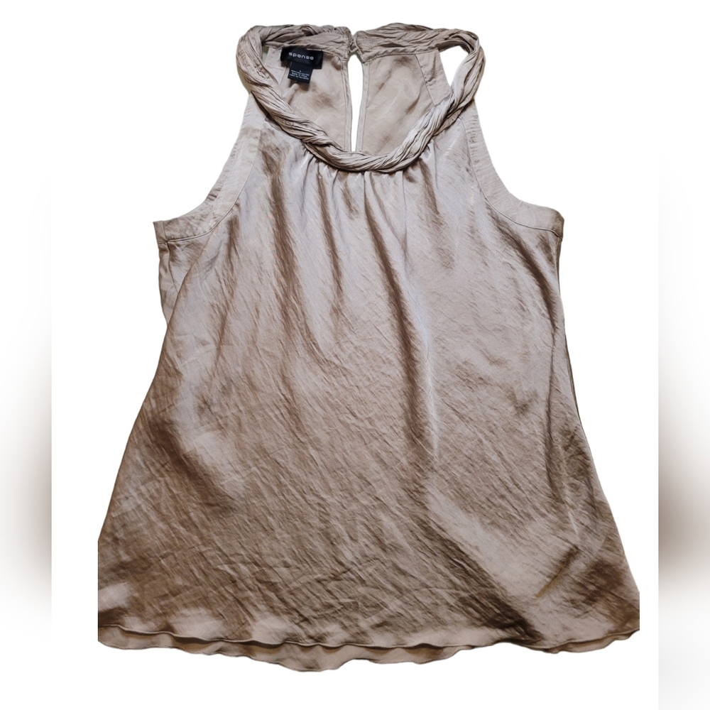 Spense Pewter Sleevless Biased Cut Halter Neck Blouse L